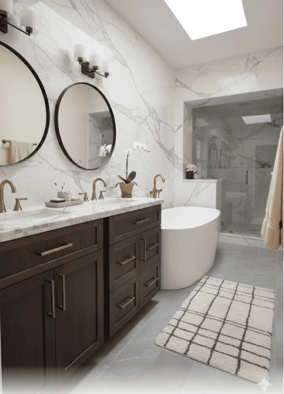 custom bath design, freestanding tub, glass shower enclosure custom bath design, freestanding tub, glass shower enclosure